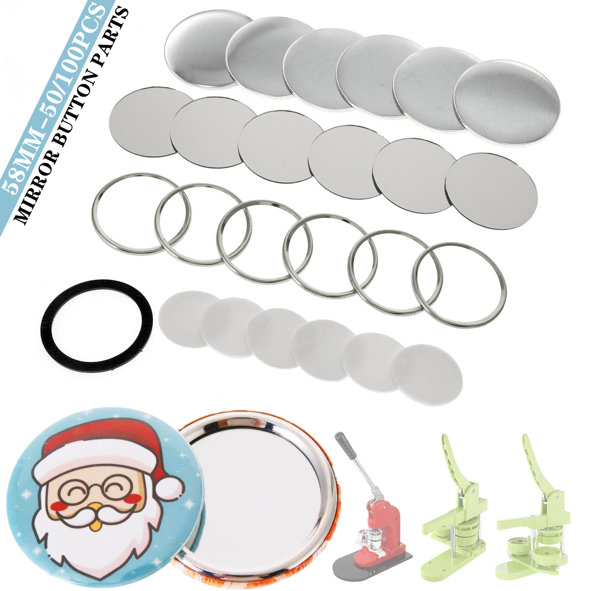 ชิ้นส่วนปุ่มกระจกเปล่า 58 มม., - Button Badge Blank บทวิจารณ์และราคา